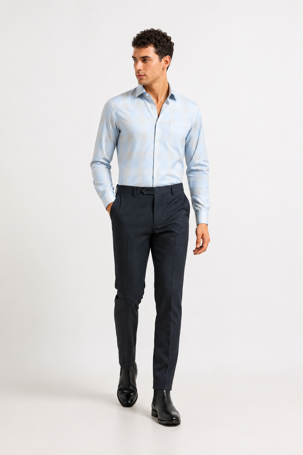 Blue 4-Way Stretch Formal Trouser