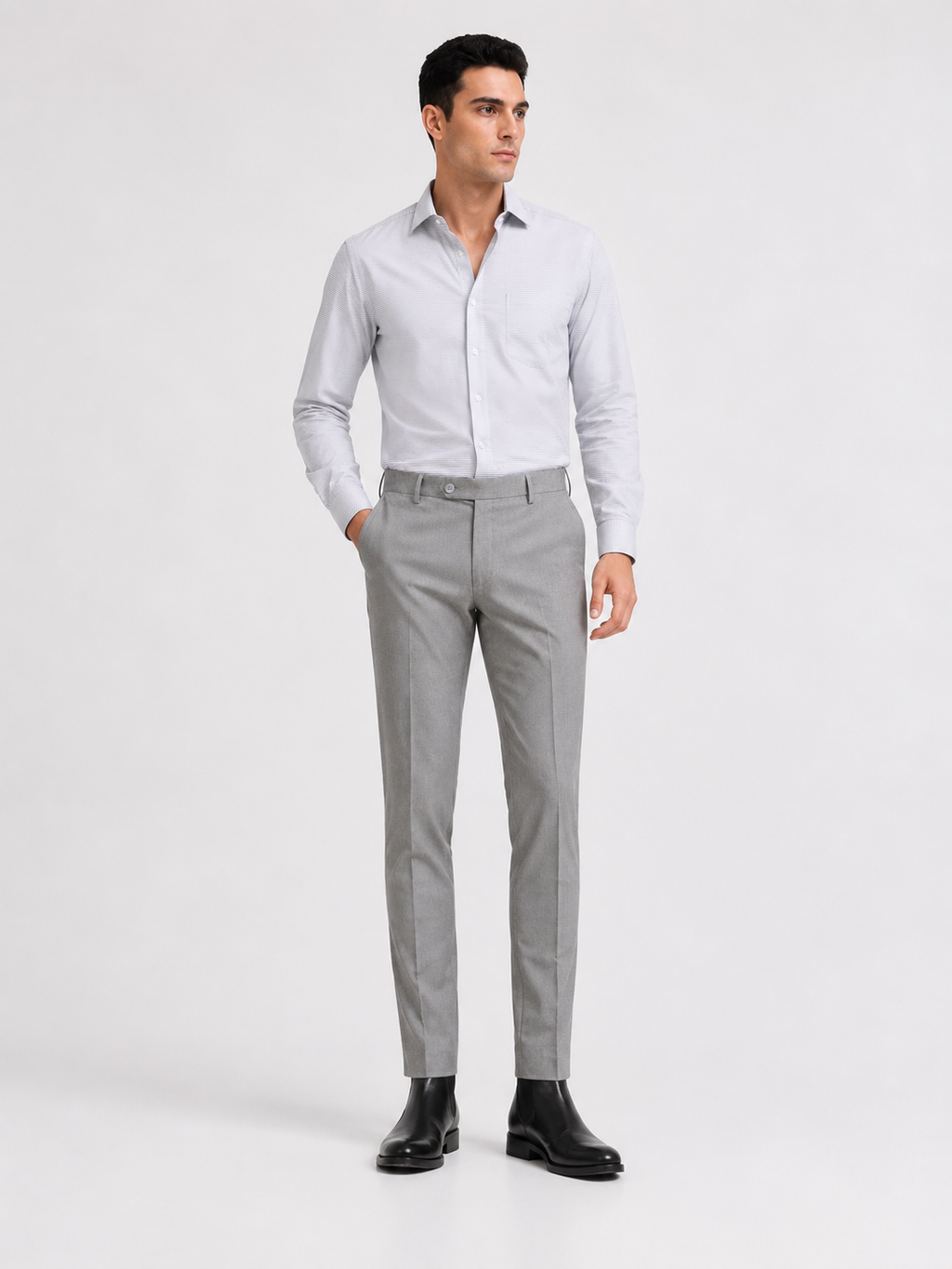 Cement Grey 4-Way Stretch Formal Trouser