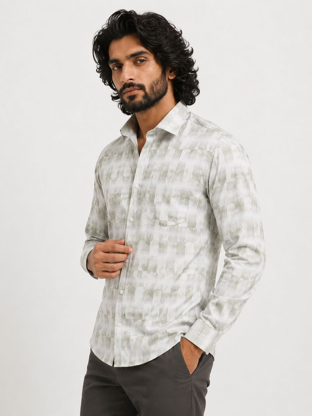 Shadow Flora Checkerboard Jacquard Shirt