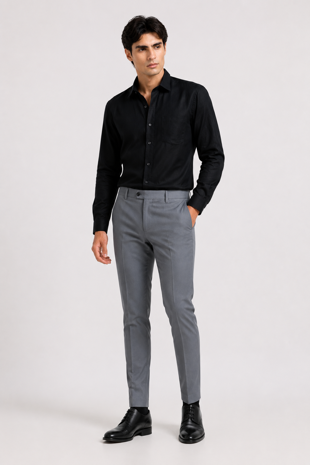 Elephant Grey 4-Way Stretch Formal Trouser