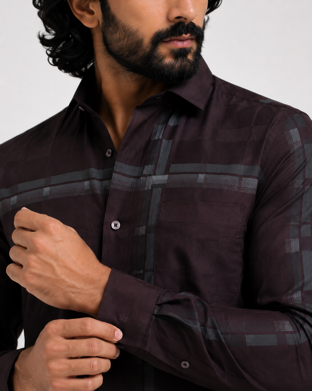Espresso Checker Jacquard Shirt