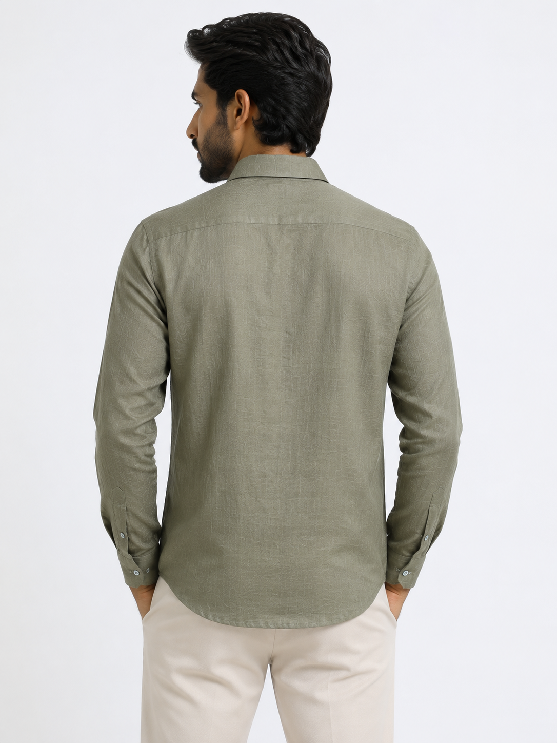 Rustic Olive Linen Shirt