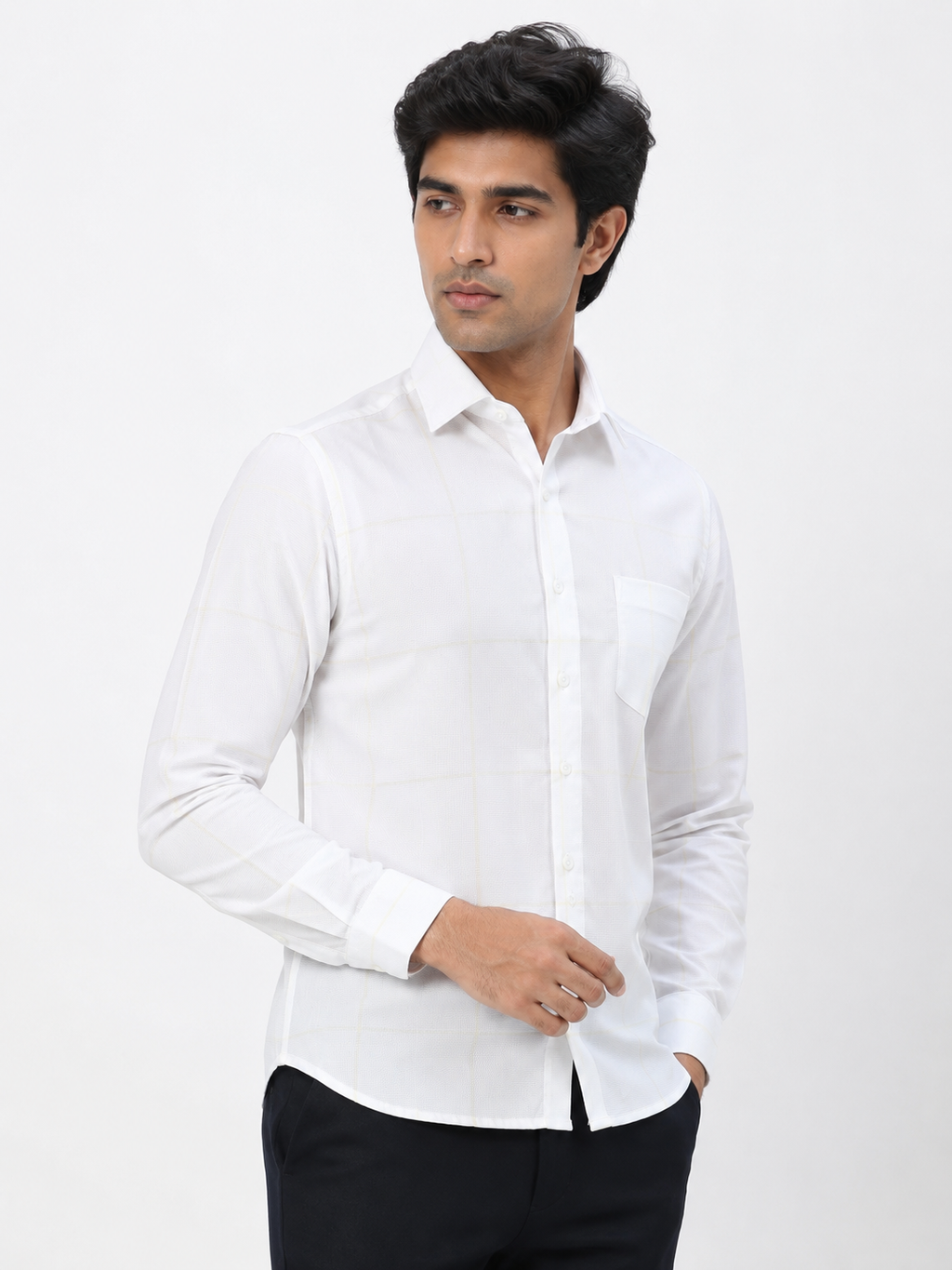 Ivory Honeycomb Jacquard Shirt