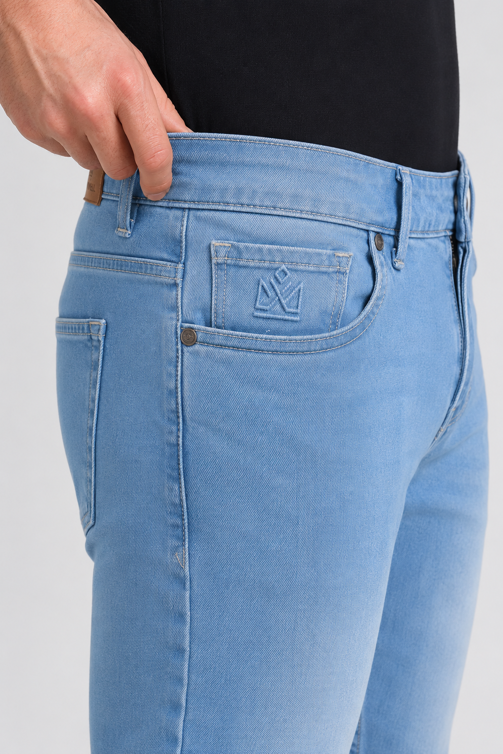 Sky Blue Washed Slim Fit Denim