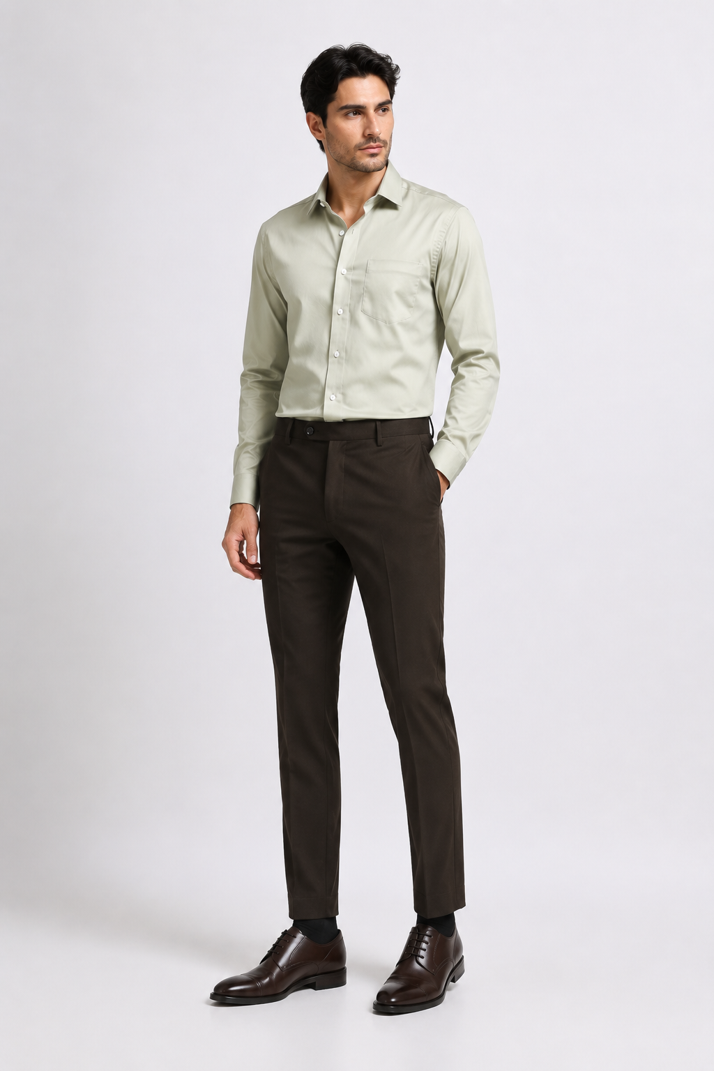 Brown 4-Way Stretch Formal Trouser