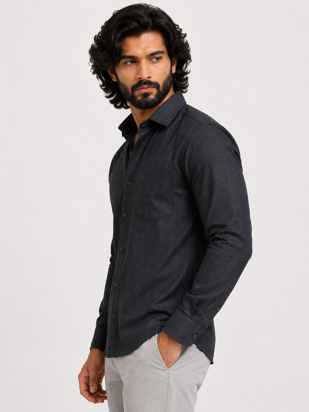 Iron Grey Jacquard Shirt