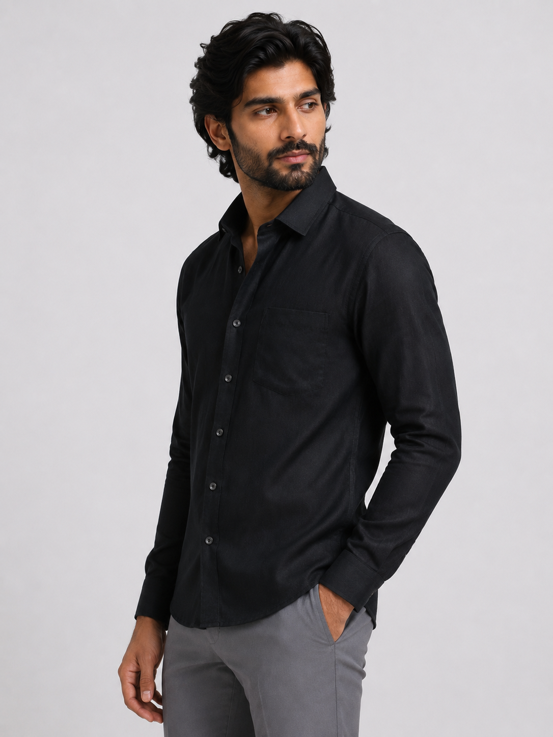 Midnight Black Linen Shirt
