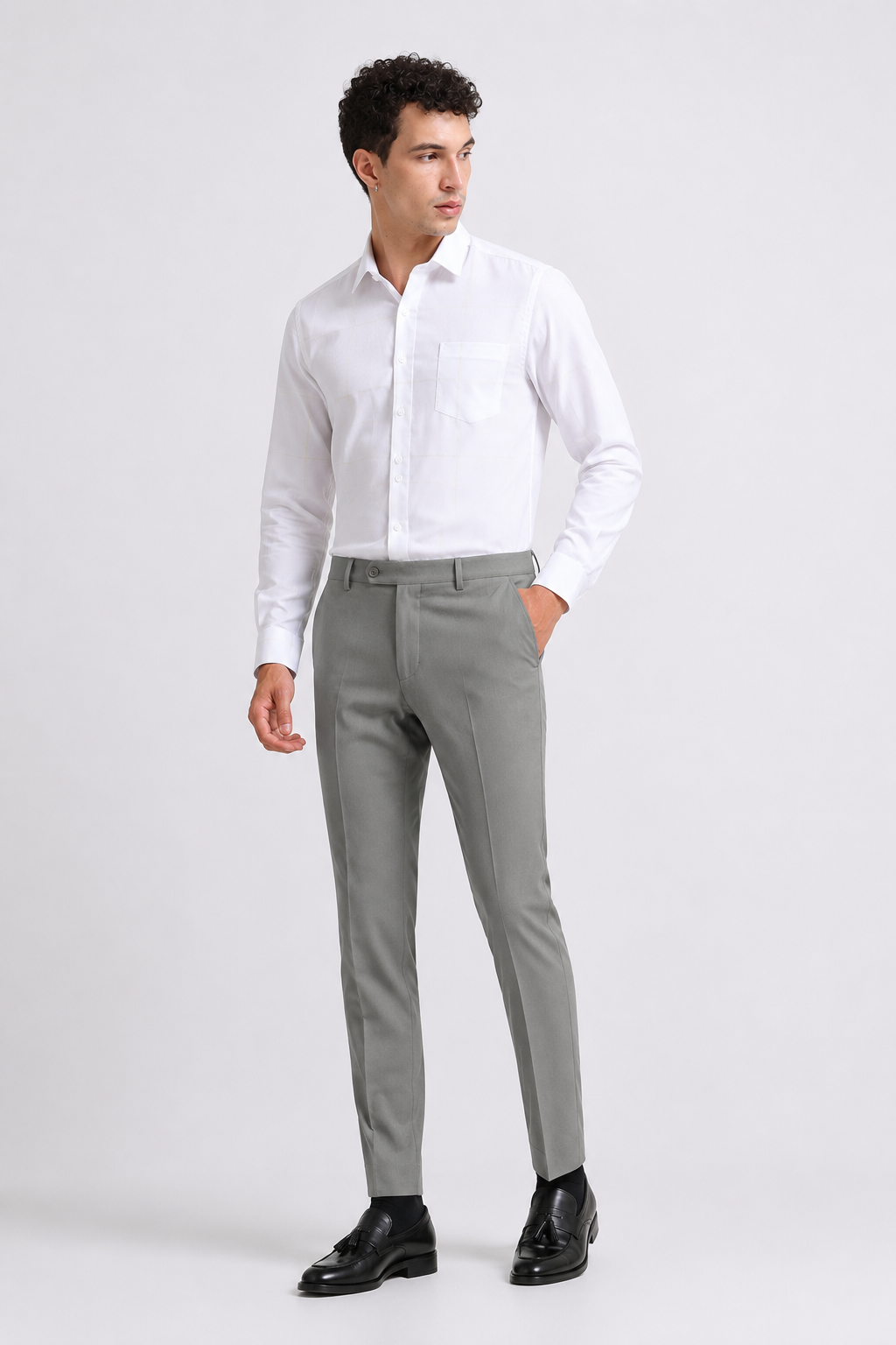 Warm Grey 4-Way Stretch Formal Trouser