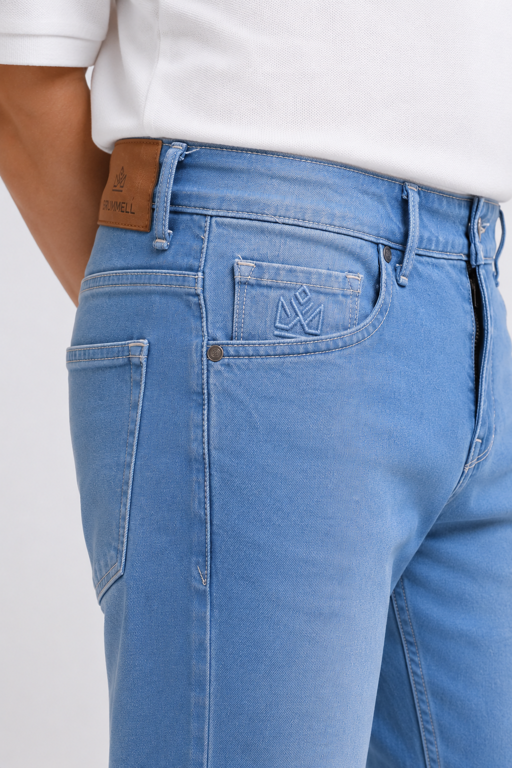 Powder Blue Wash Slim Fit Denim
