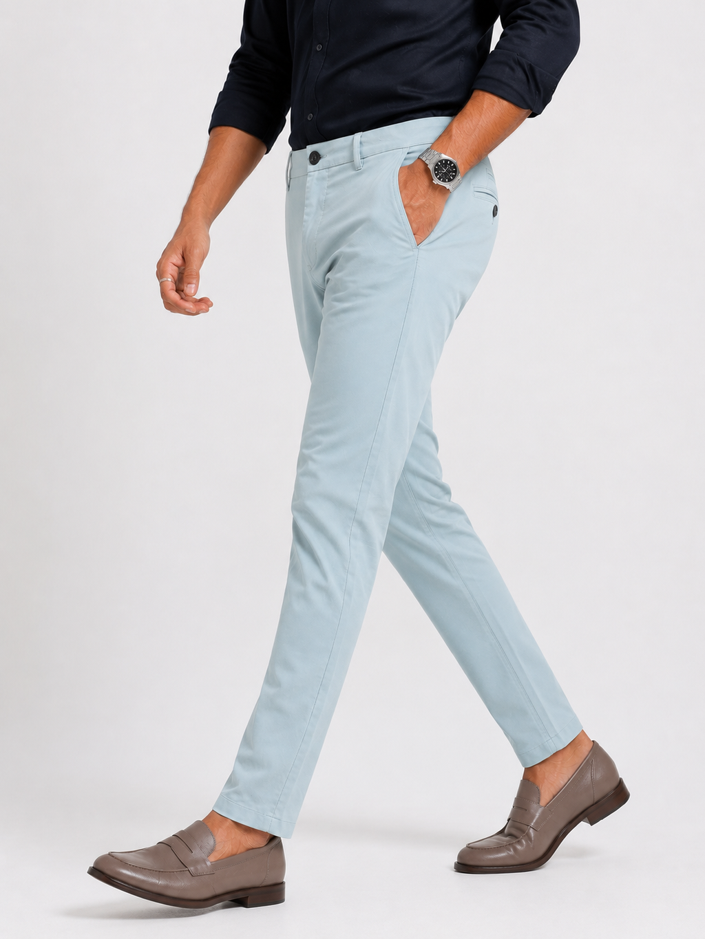 Bluish Grey Twill Trouser