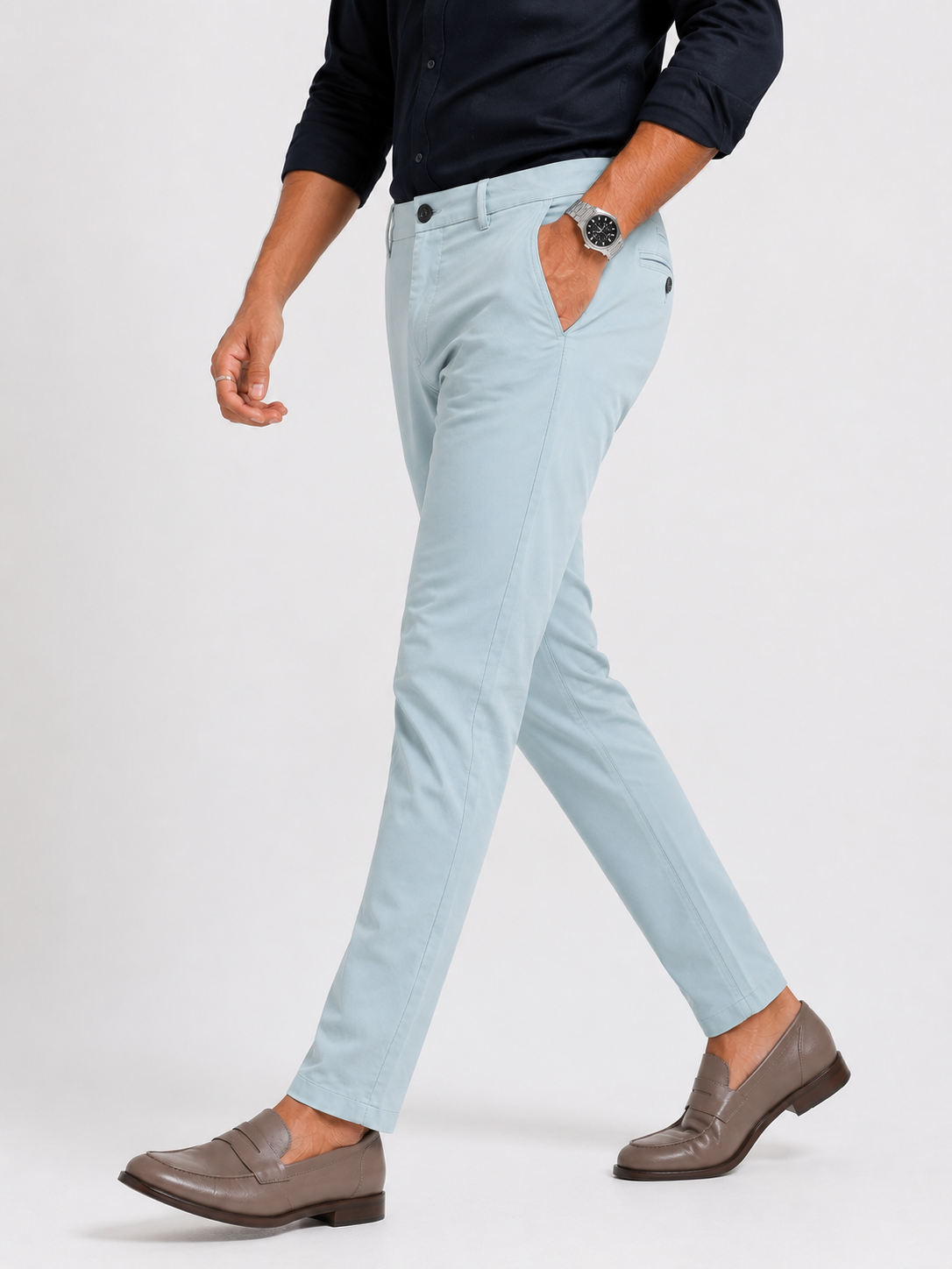 Bluish Grey Twill Trouser