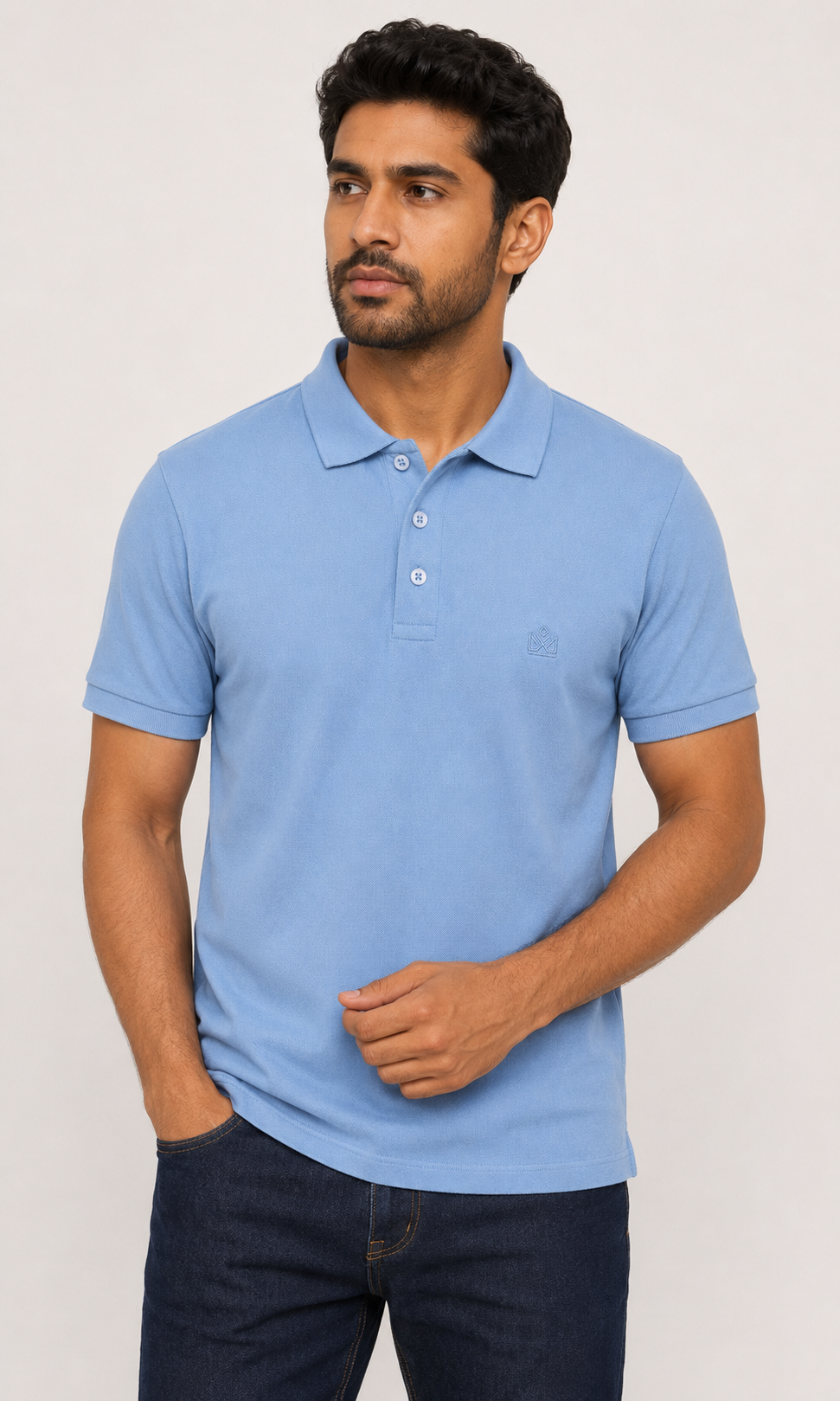 Skyline Blue Premium Piqué Polo T-Shirt