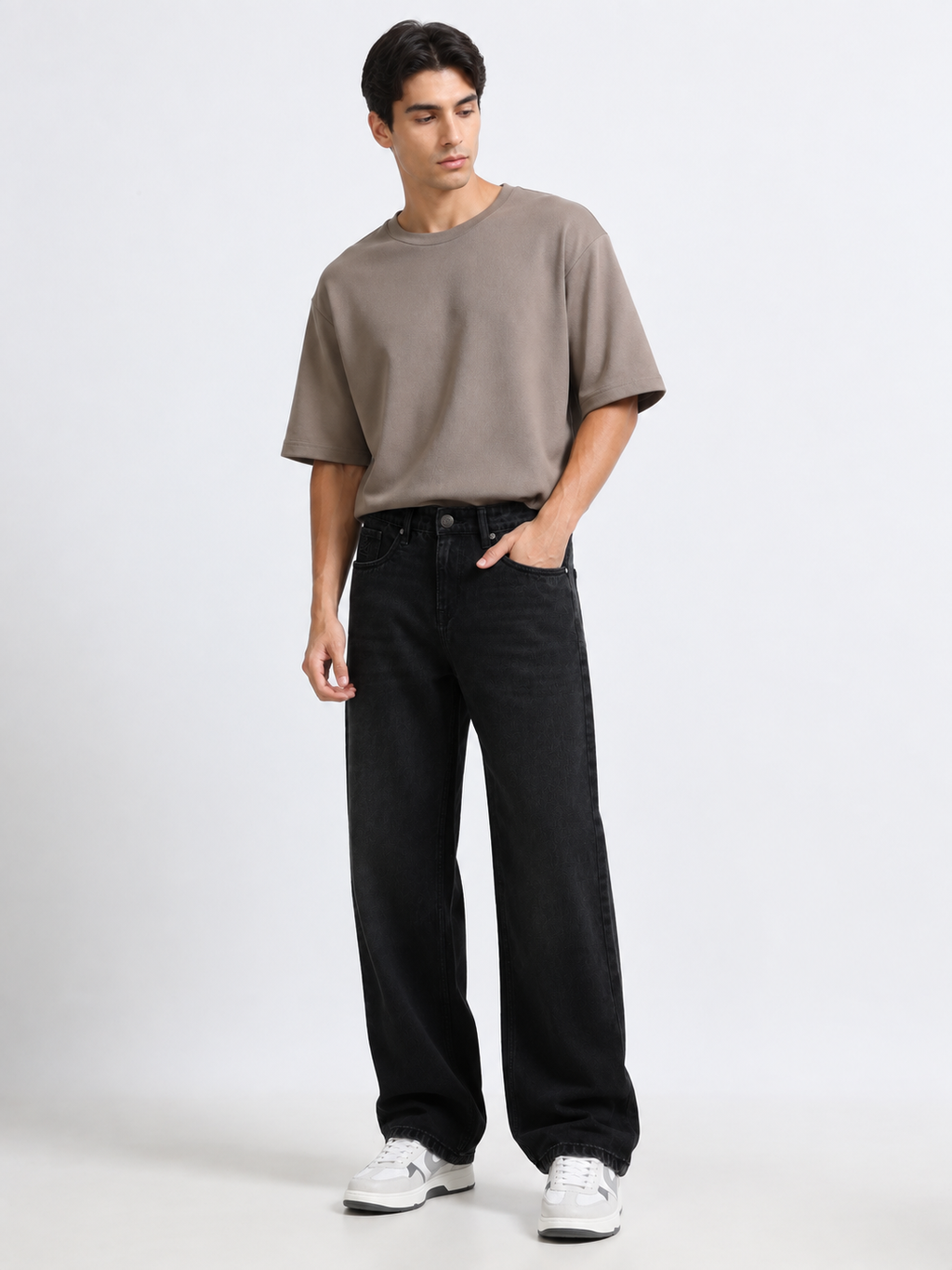 Charcoal Black Baggie Fit Denim