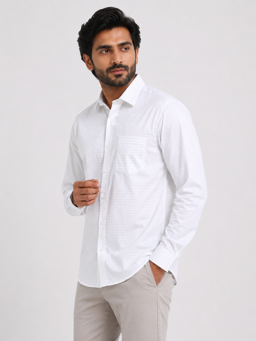 Ivory Bloom Jacquard Shirt