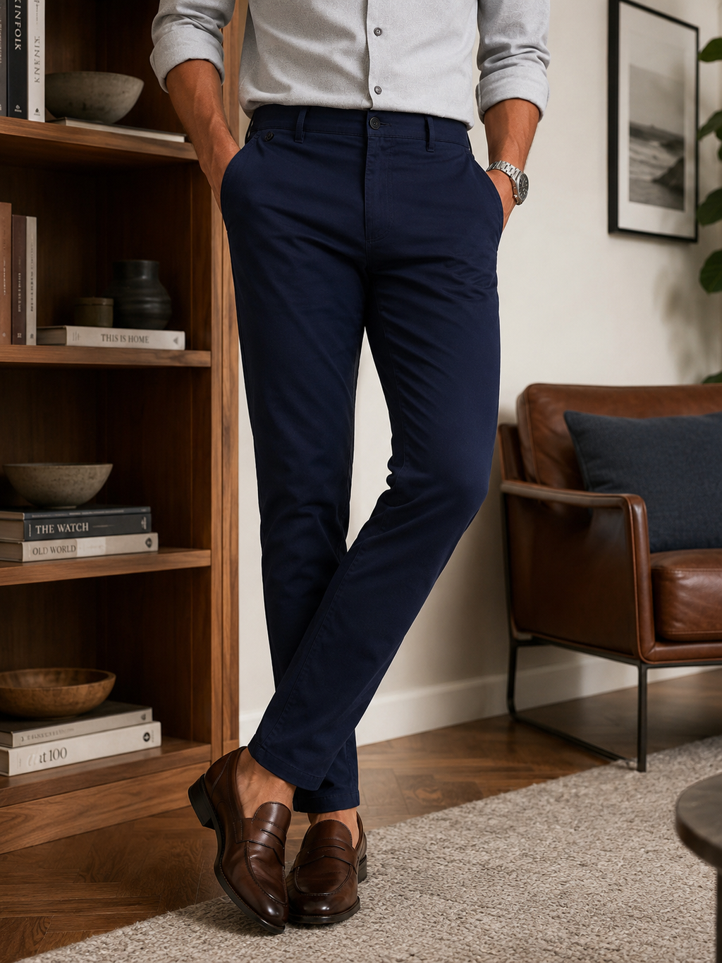 Dark Navy Gap Twill Trouser