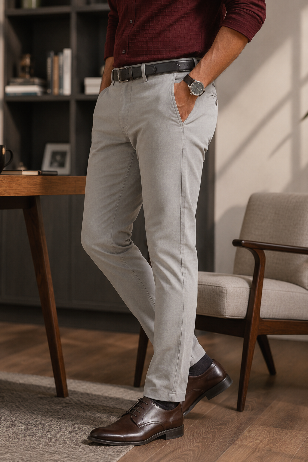 Taupe Dobby Trouser