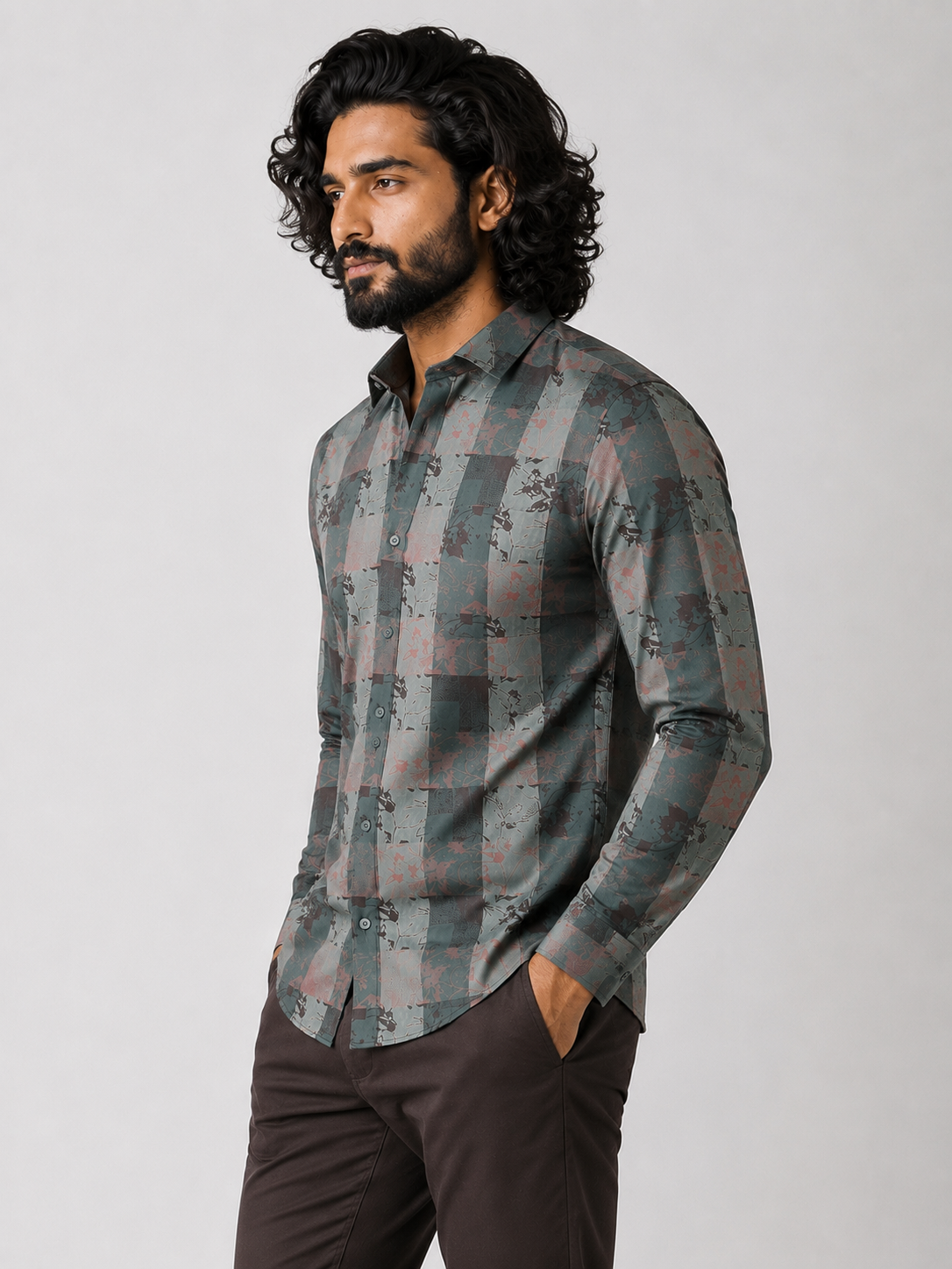 Abstract Forest Jacquard Shirt