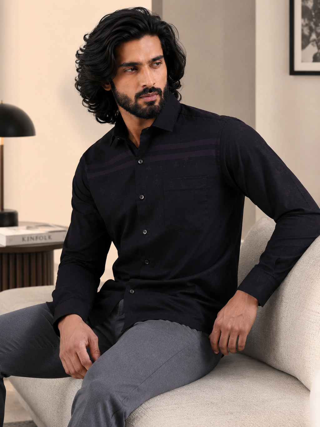 Midnight Grid Jacquard Shirt