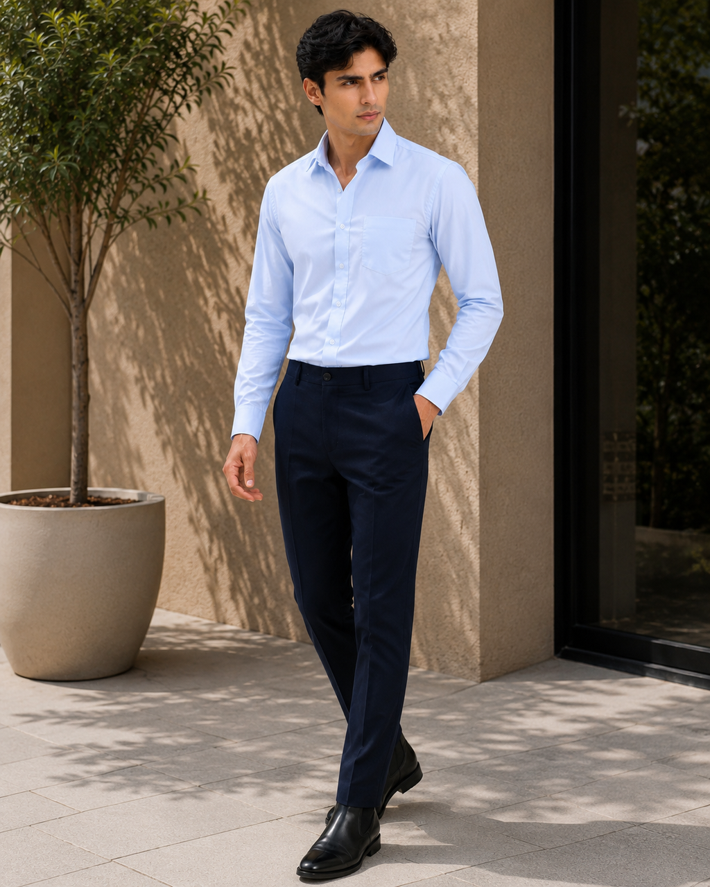 Indo Blue Lachka Stretch Formal Trouser