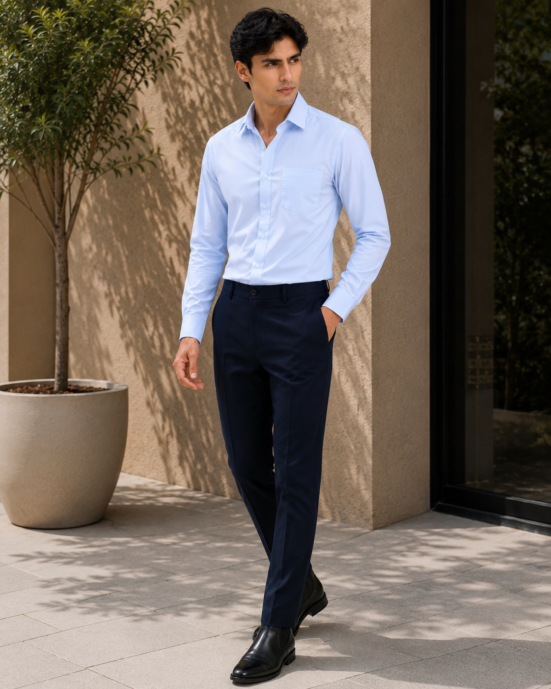 Indo Blue Lachka Stretch Formal Trouser