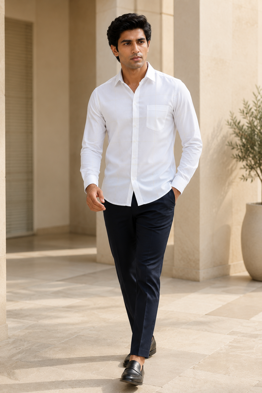Ivory Honeycomb Jacquard Shirt