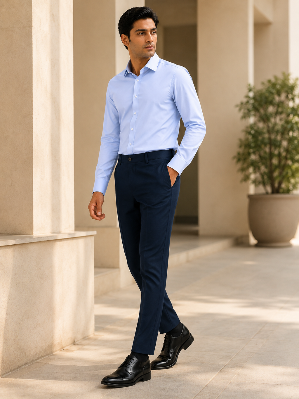 Blue Infinite 4-Way Stretch Formal Trouser