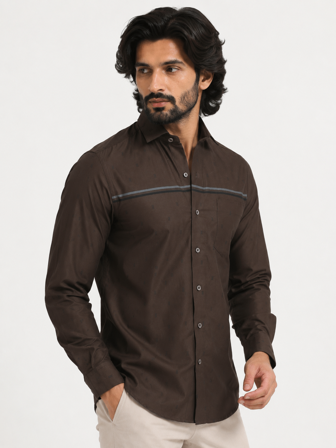 Mocha Luxe Jacquard Shirt