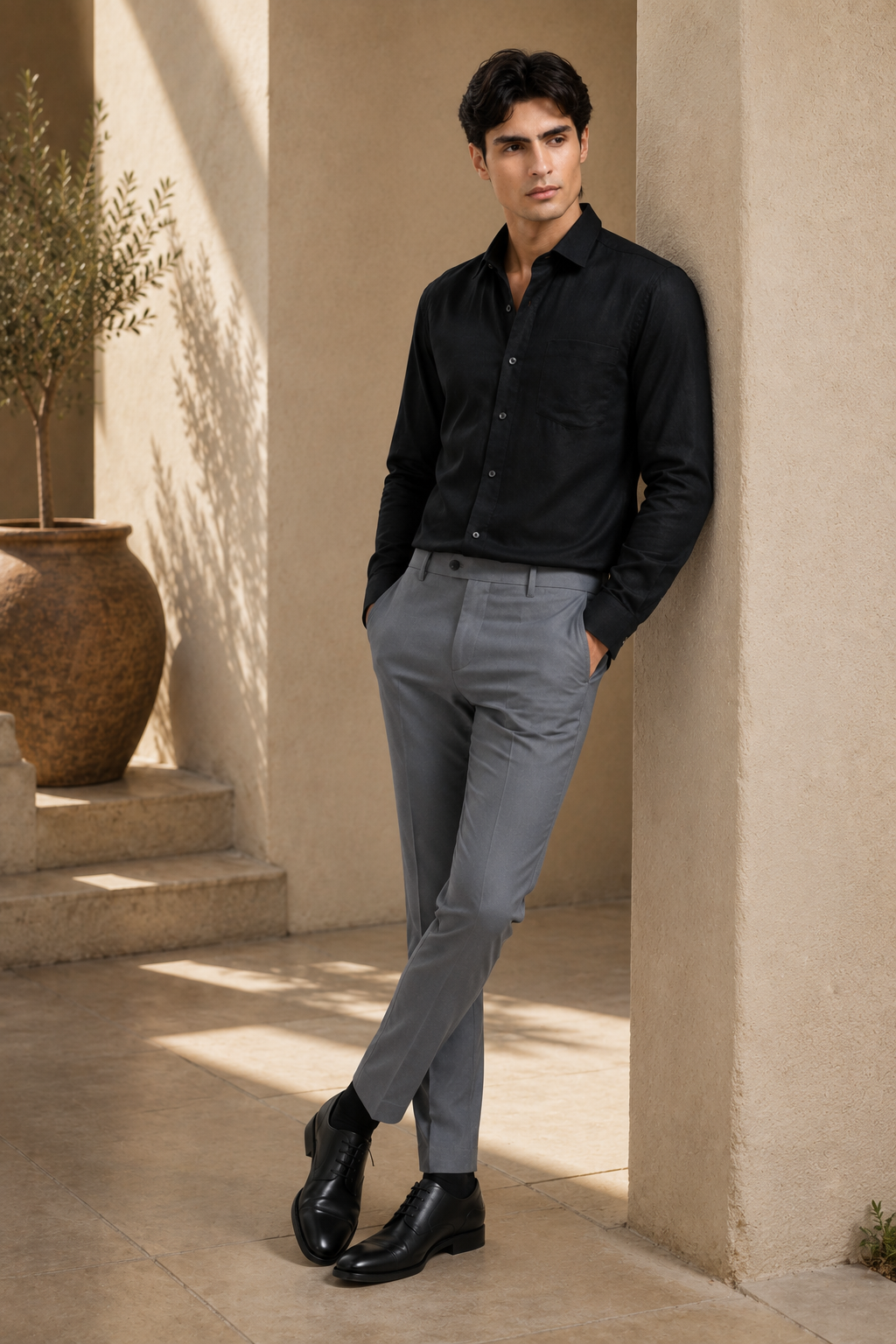 Elephant Grey 4-Way Stretch Formal Trouser