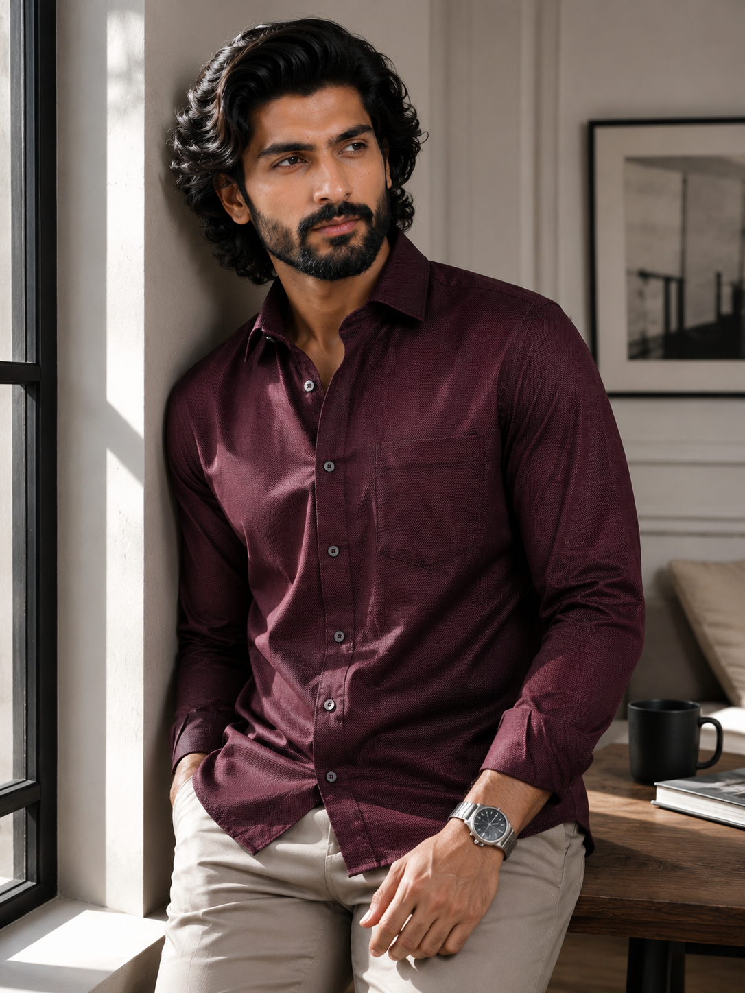 Oxblood Royale Textured Shirt
