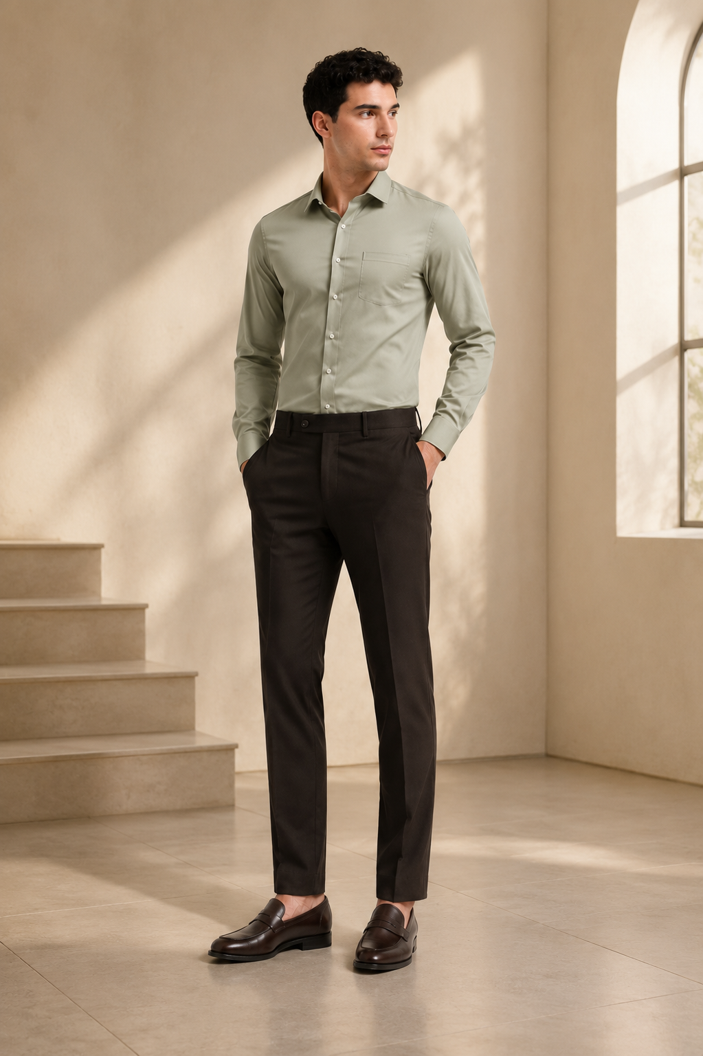 Coffee Brown 4-Way Stretch Formal Trouser