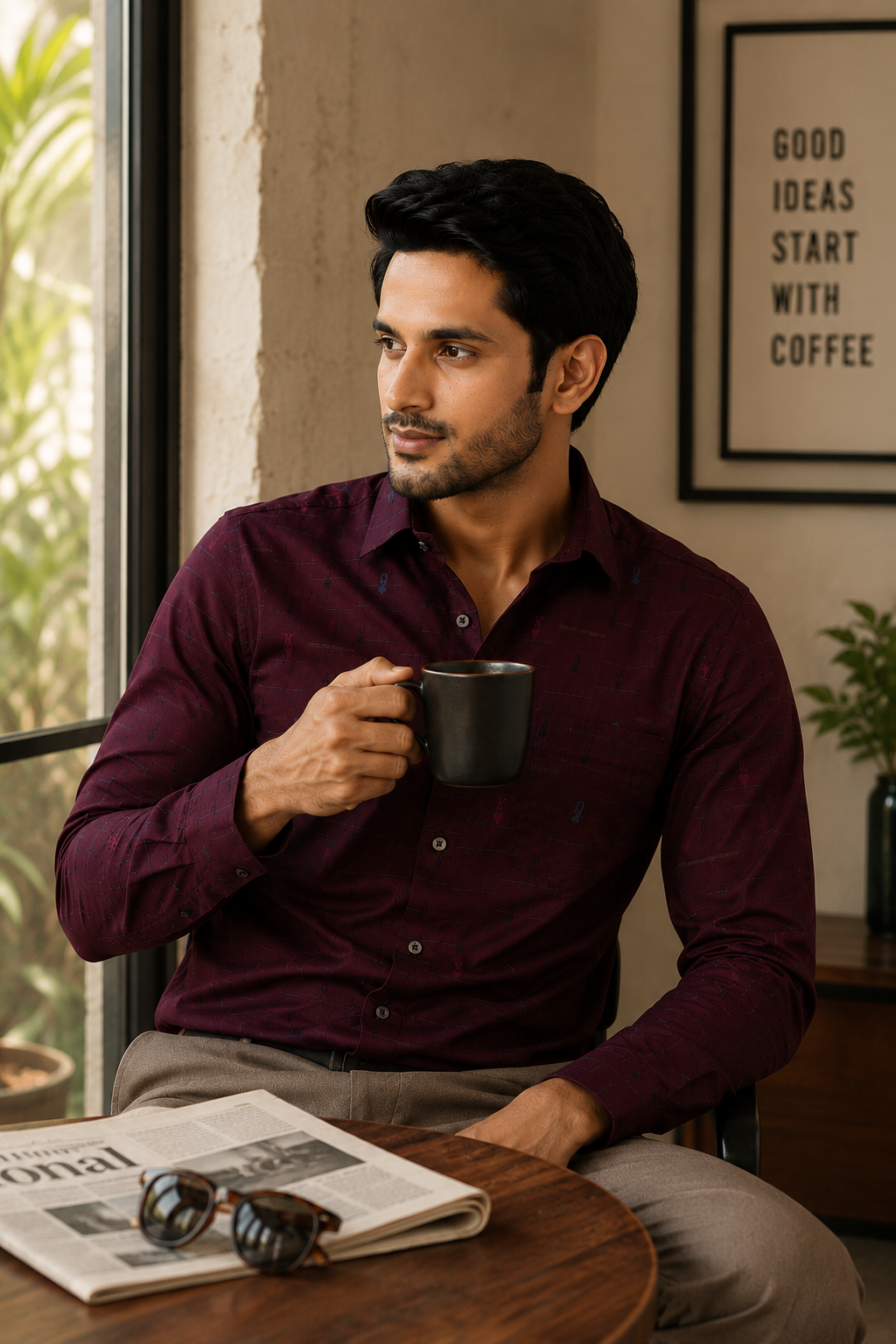 Crimson Cipher Jacquard Shirt