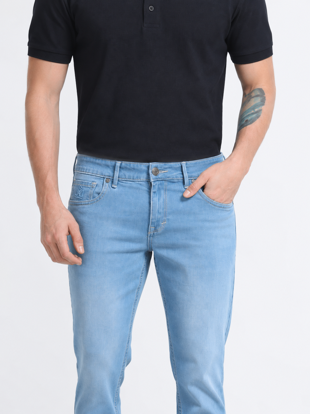 Sky Blue Washed Slim Fit Denim