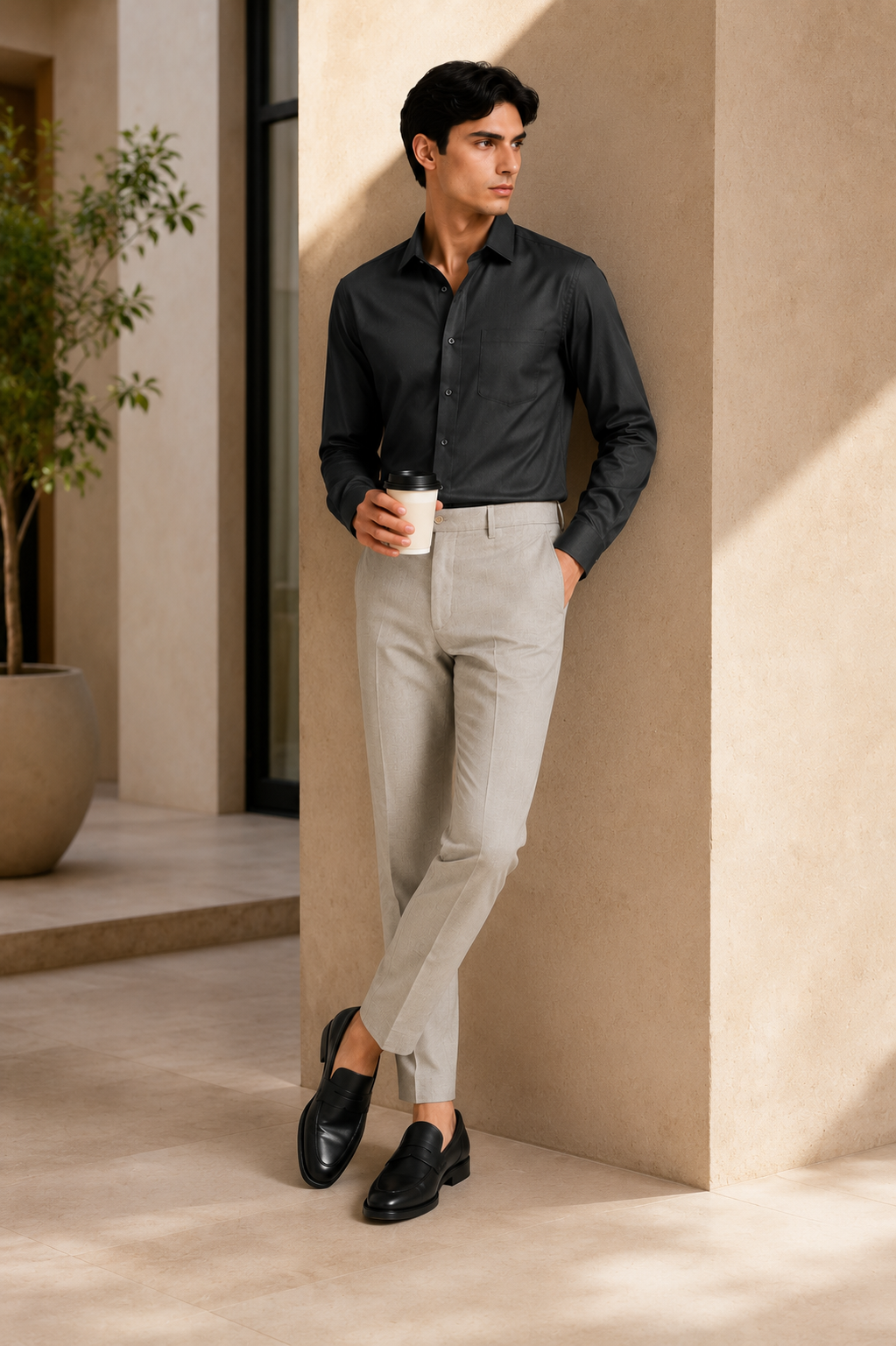Light Grey 4-Way Stretch Formal Trouser