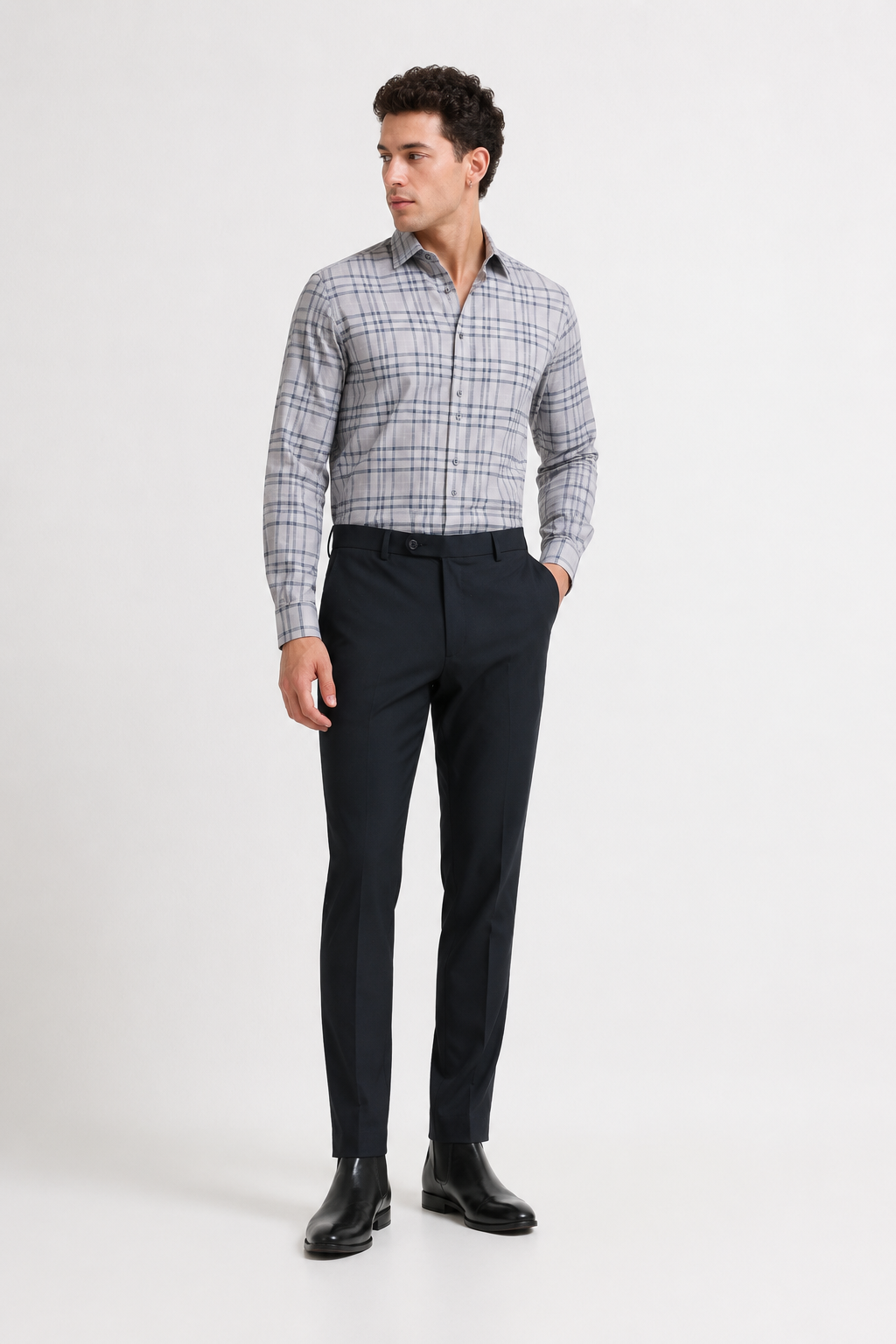 Dark Blue 4-Way Stretch Formal Trouser