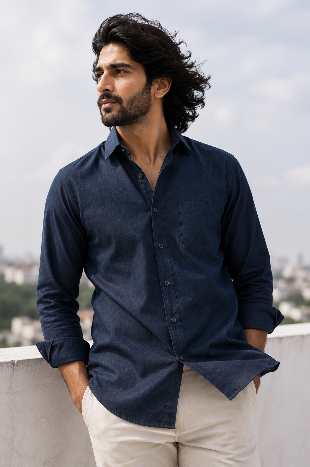 Midnight Blue Linen Shirt