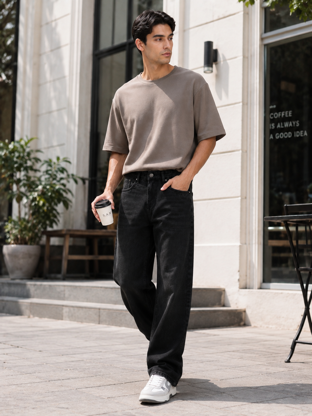 Charcoal Black Baggie Fit Denim
