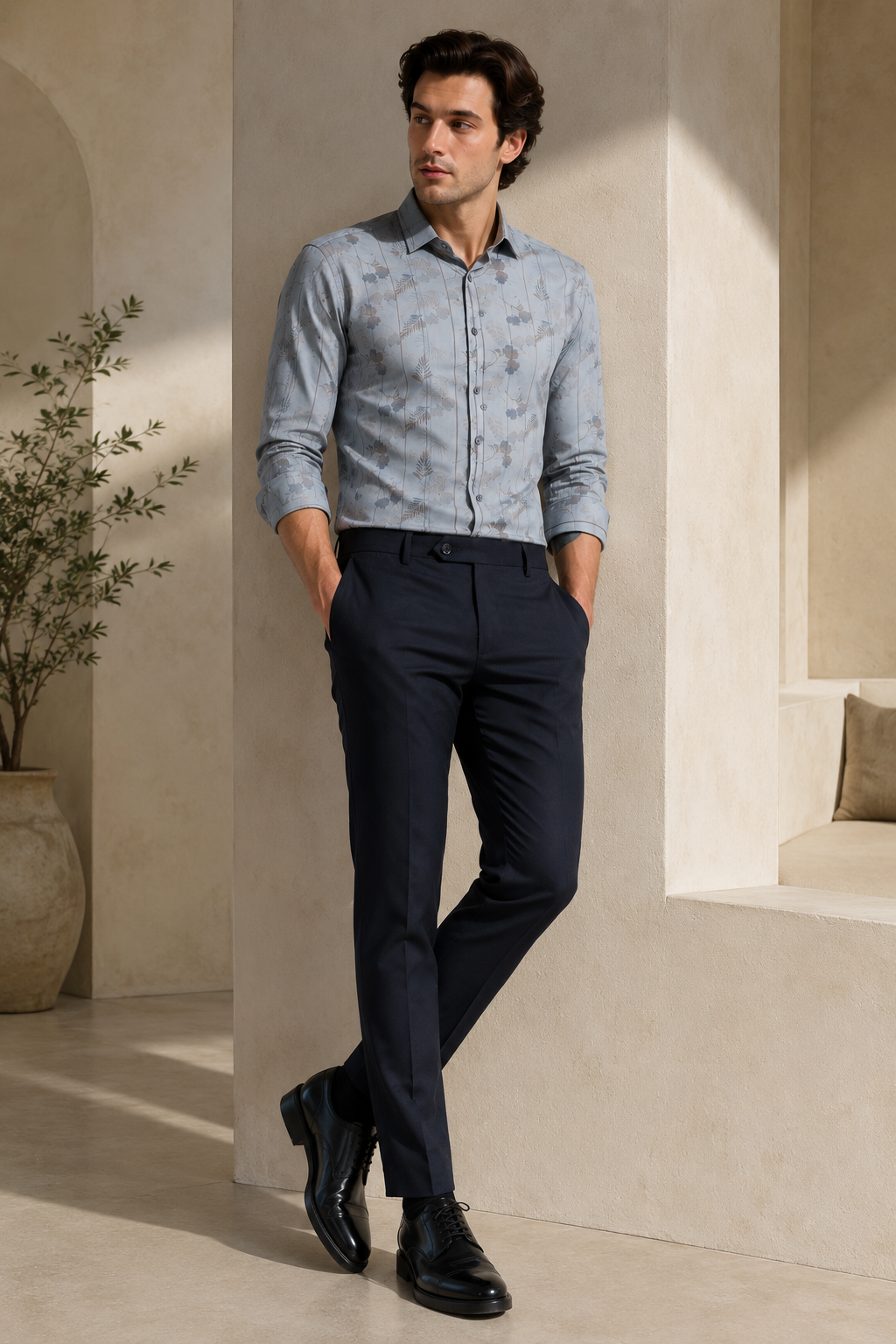 Ink Blue 4-Way Stretch Formal Trouser
