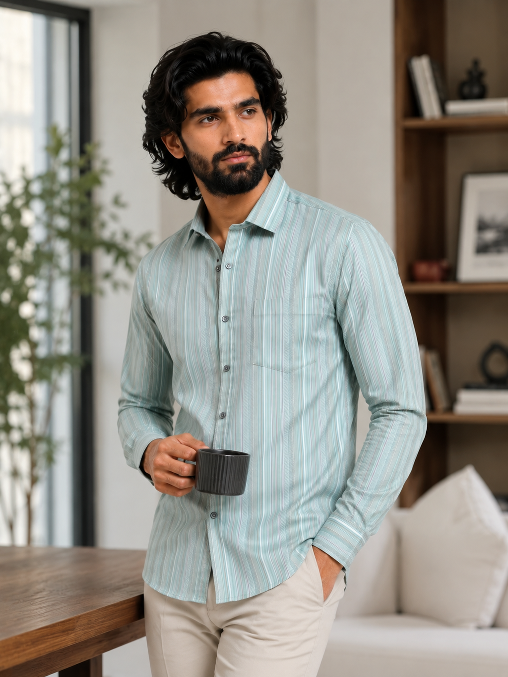 Glacier Olive Jacquard Artisan Shirt