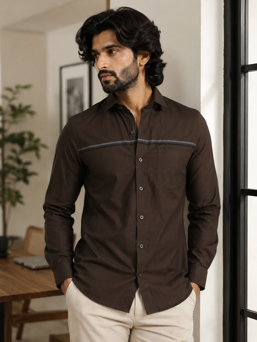 Mocha Luxe Jacquard Shirt