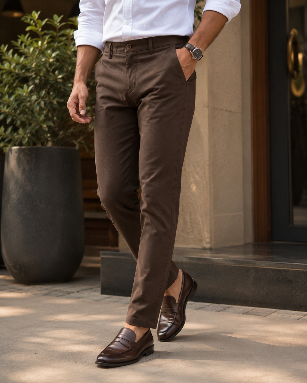 Dark Brown Cotton Trousers