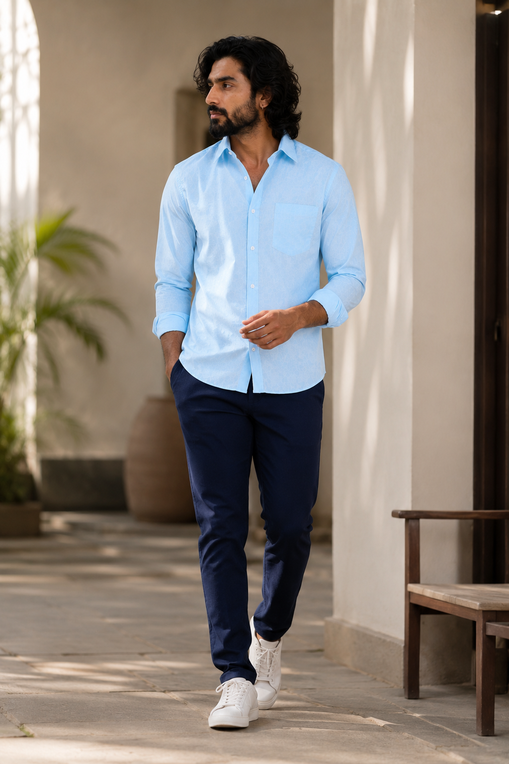 Arctic Blue Jacquard Shirt