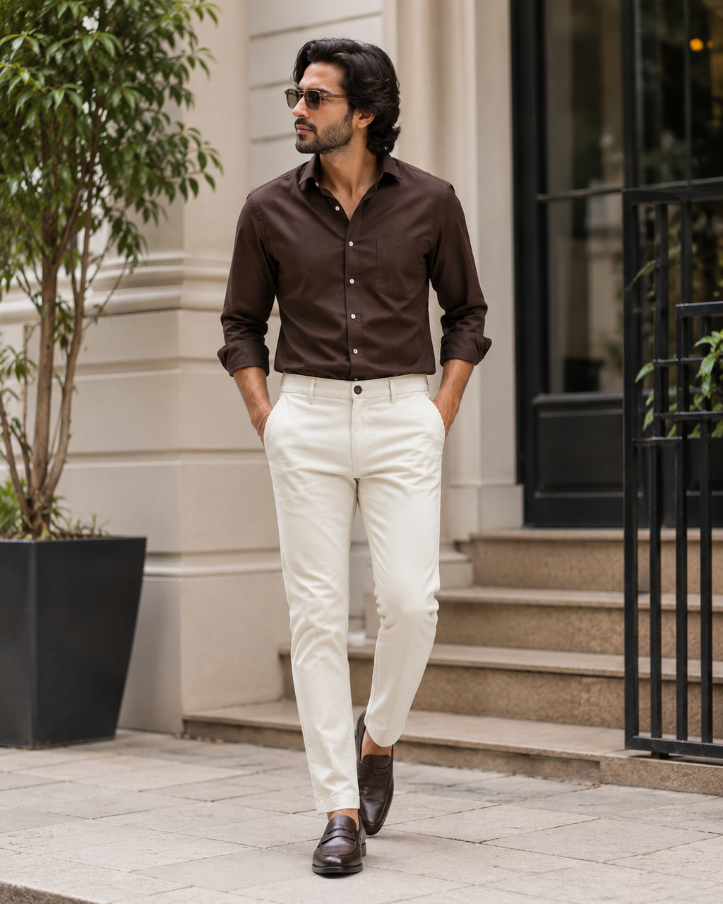 Ecru Dobby Trouser