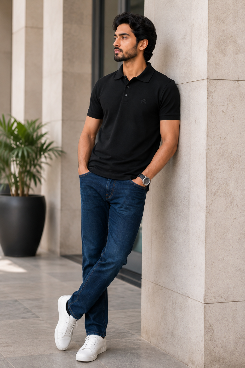 Premium Black Piqué Polo T-Shirt