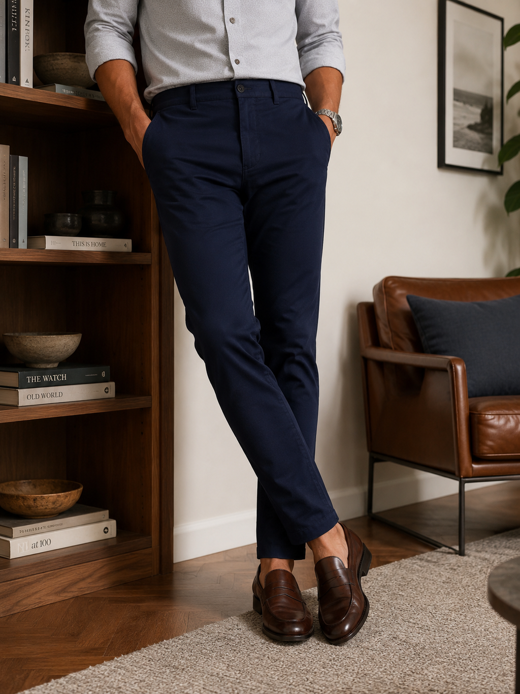 Dark Navy Gap Twill Trouser