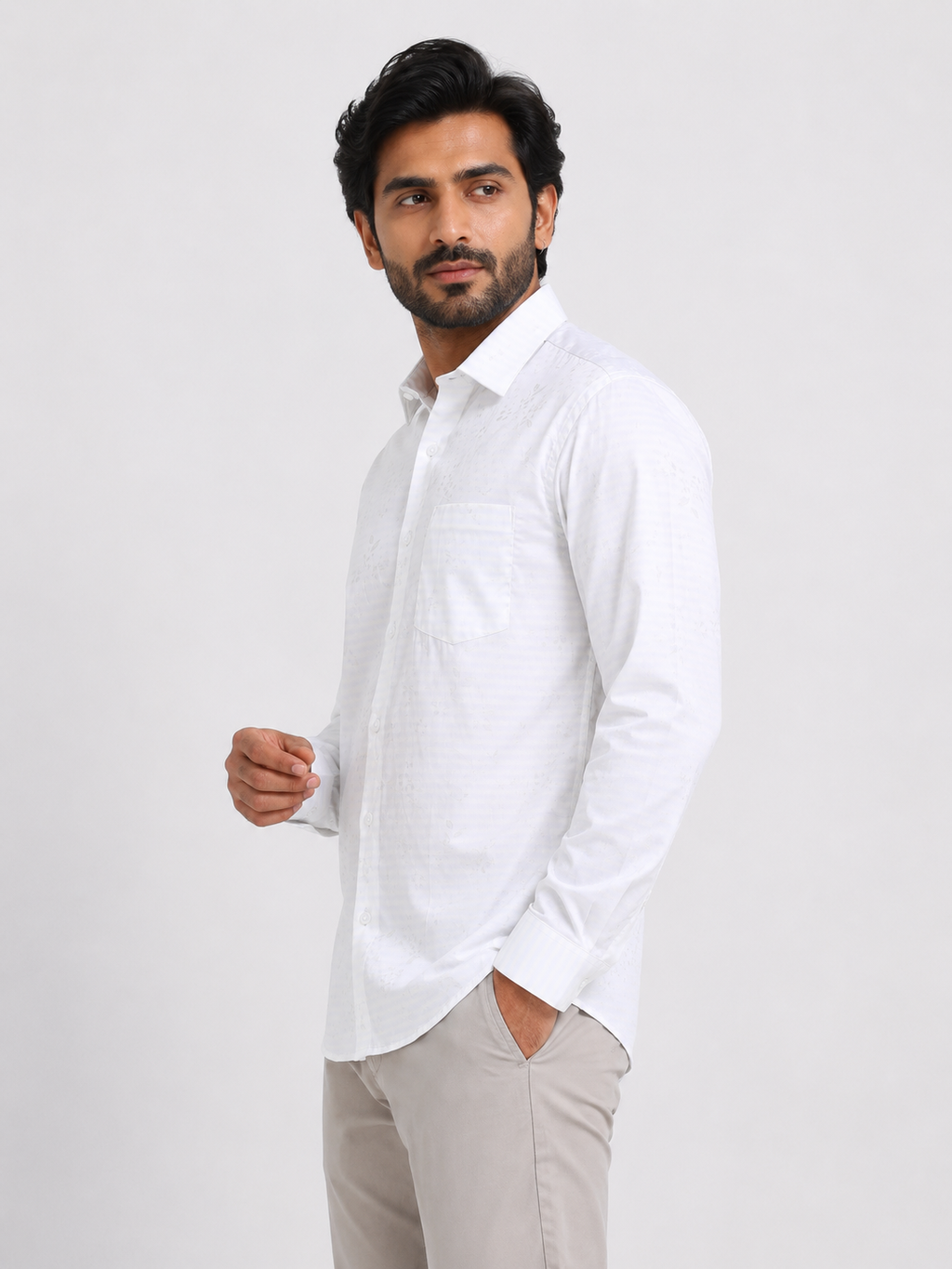 Ivory Bloom Jacquard Shirt