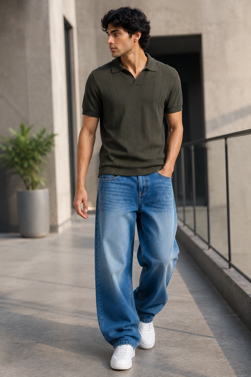 Medium Blue Baggie Fit Denim