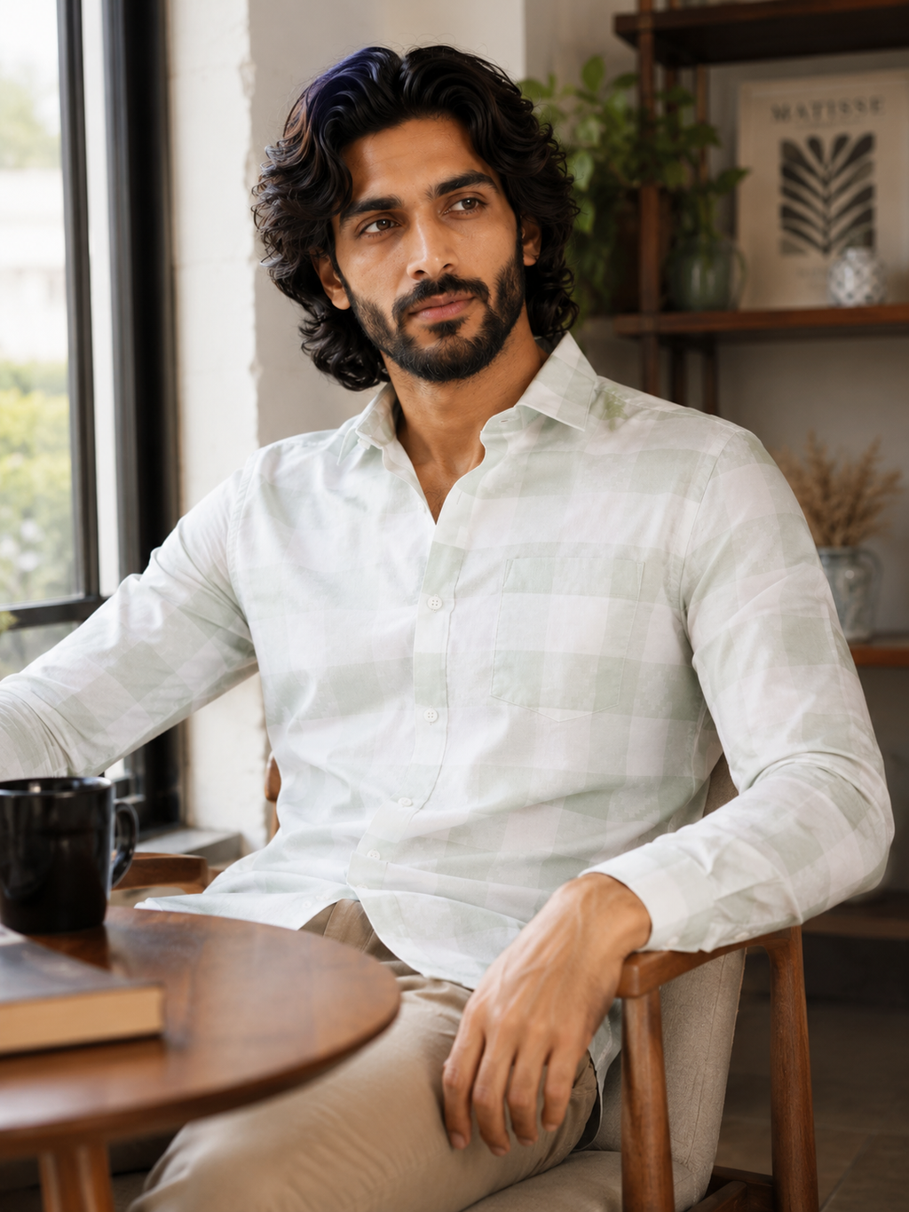 Pistachio Check Artisan Jacquard Shirt