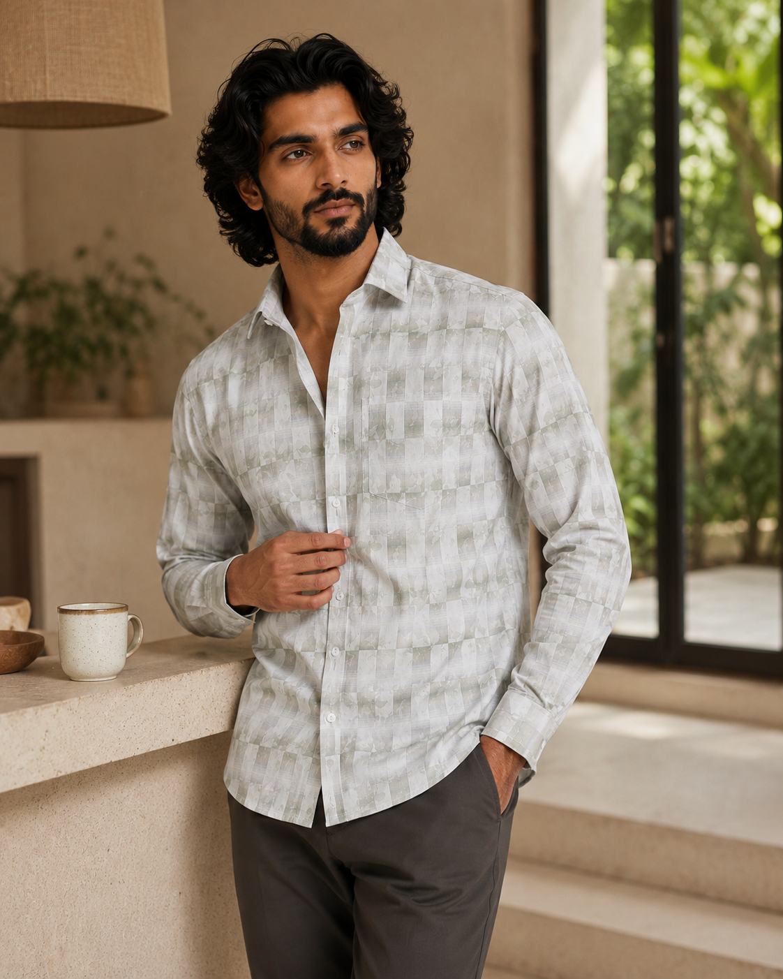 Shadow Flora Checkerboard Jacquard Shirt