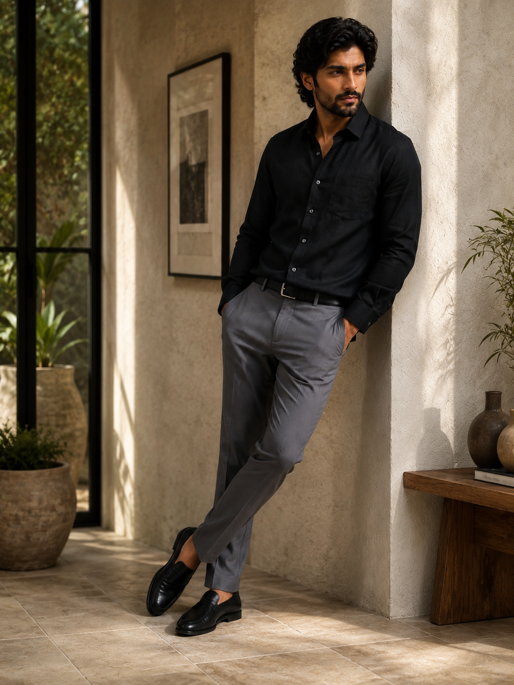 Midnight Black Linen Shirt