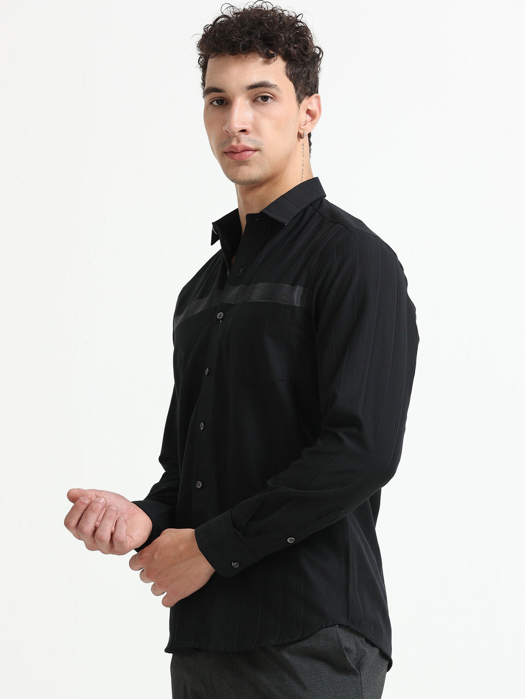 Midnight Linear Signature Jacquard Shirt